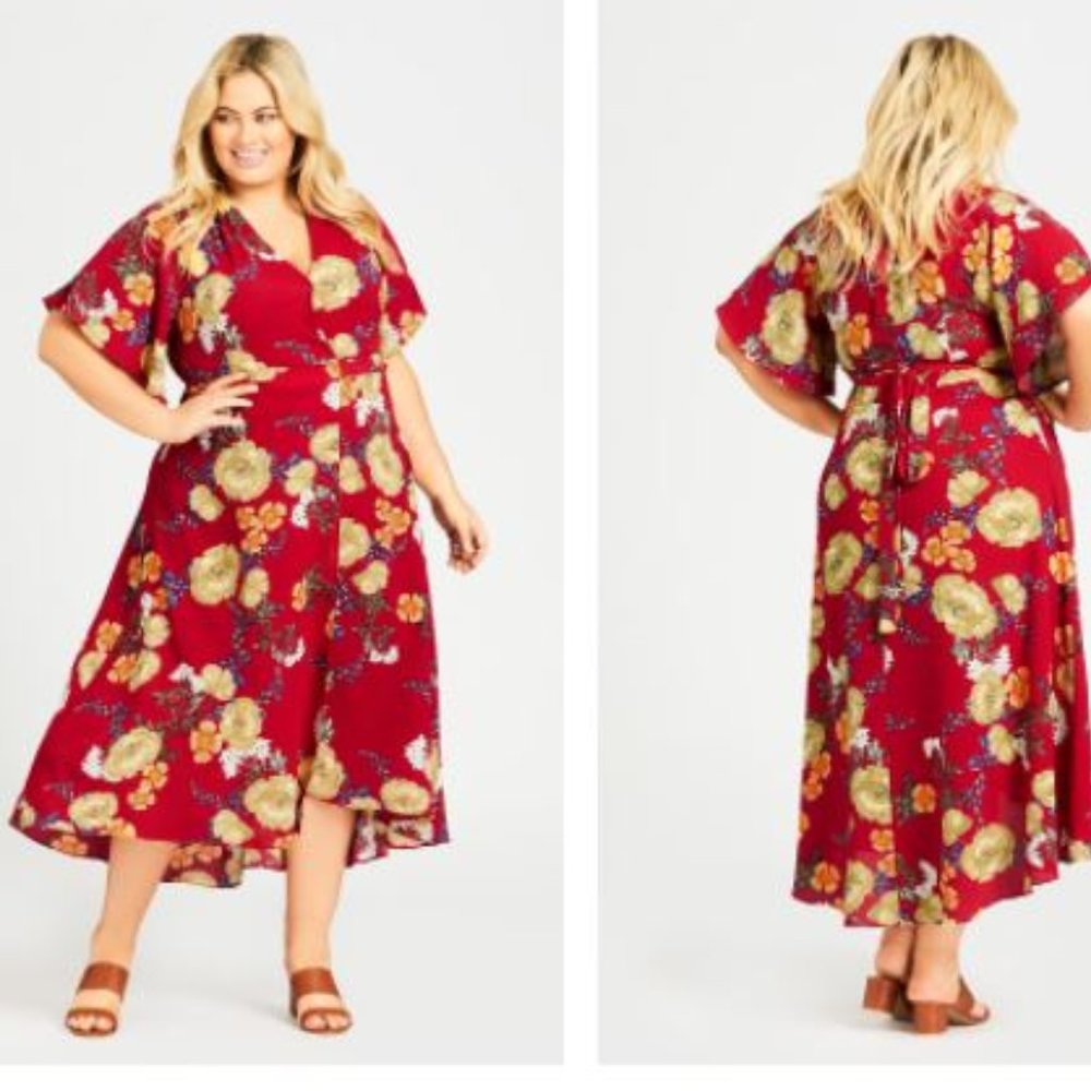 Avenue Viv Wrap Print Maxi Dress-Cherry Blossom